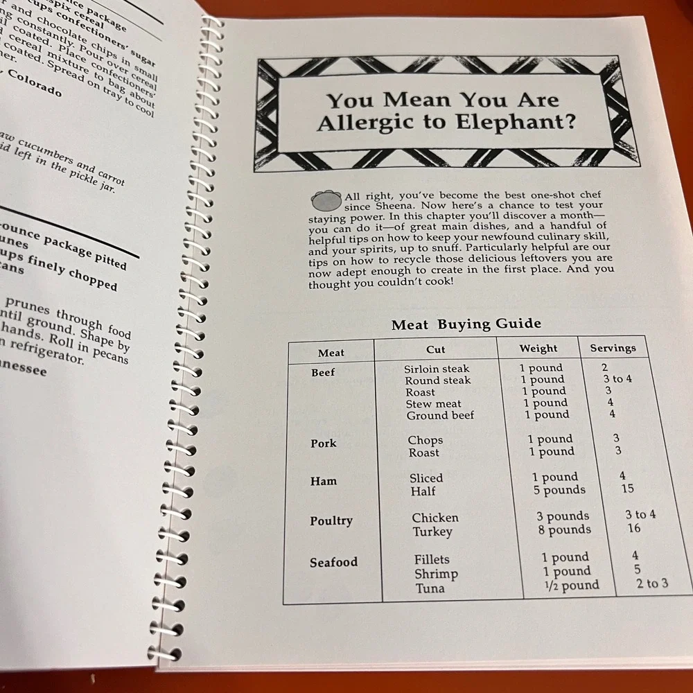 Elephant Stew Surviving the Kitchen Jungle Cookbook 1989 Spiral Bound Vintage